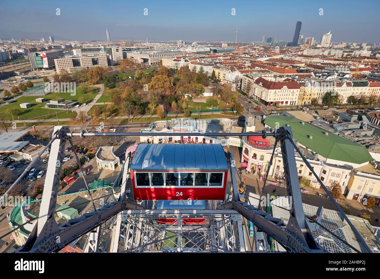 Roue Panoramique Riesenrad. Prater Parc. La grande roue la plus ancienne dans le monde. Vienne Autriche Banque D'Images