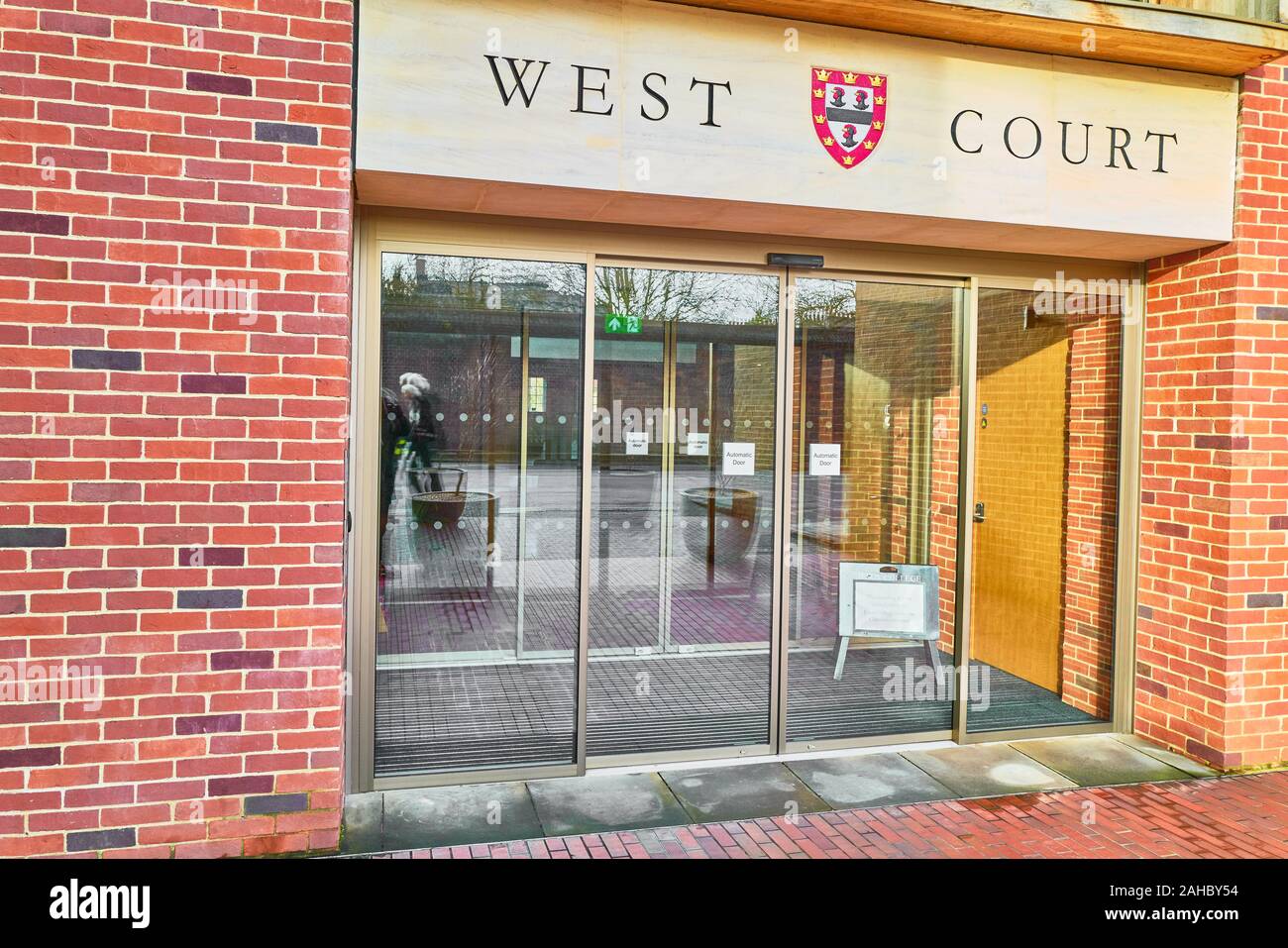 Entrée de cour Ouest à Jesus College, Université de Cambridge, Angleterre. Banque D'Images