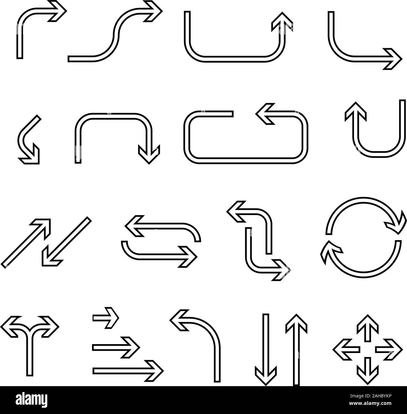 Jeu de flèches creuses noir Illustration de Vecteur