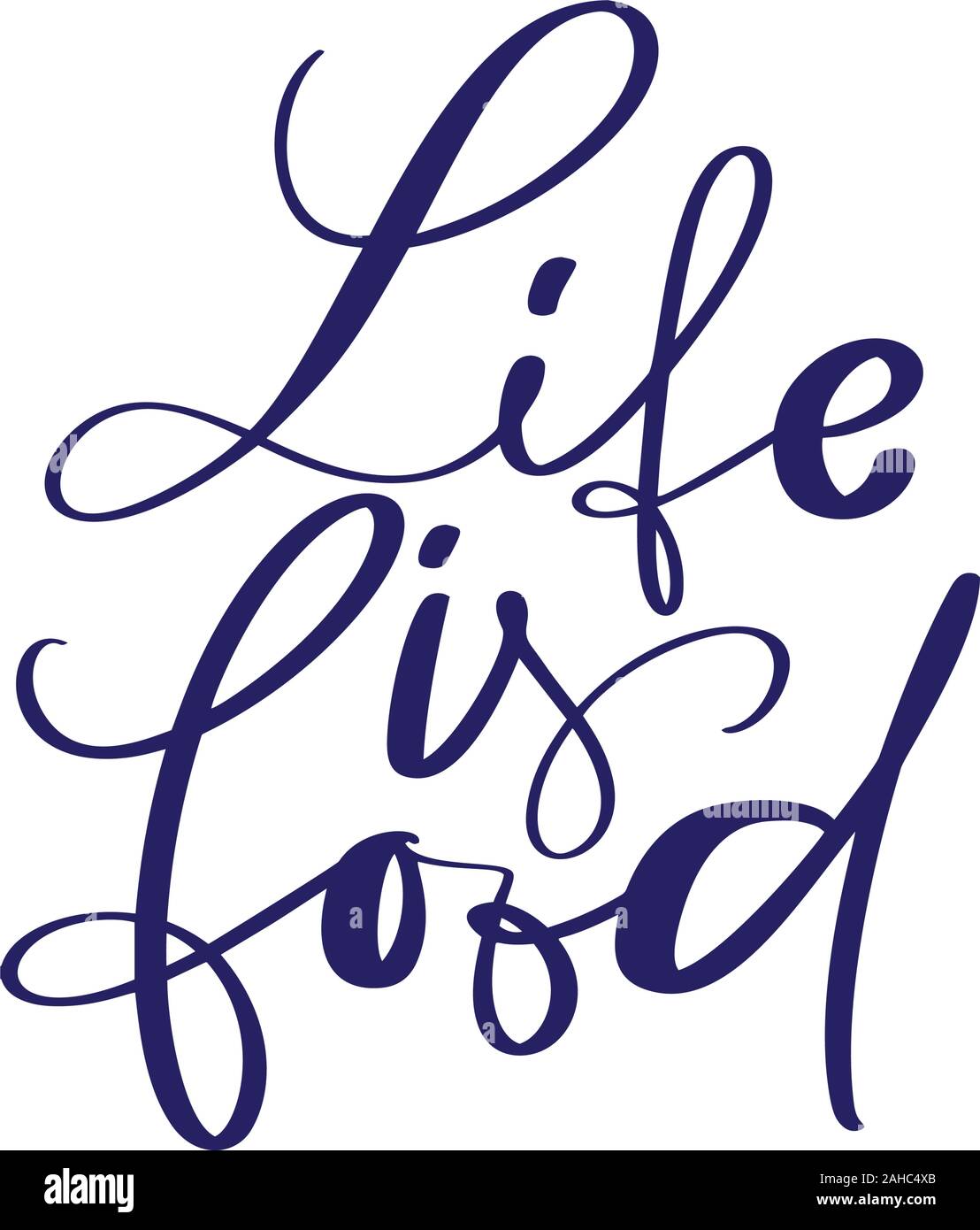 La vie n'est nourriture sain texte lettrage. Inscription calligraphie dessiné à la main. Pinceau texte moderne. La vie organique-Style Logo concept Illustration de Vecteur