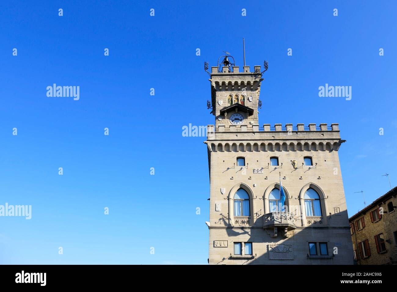 Palazzo Pubblico est l'hôtel de ville de la ville de Saint-Marin, c'est le bâtiment officiel du gouvernement Banque D'Images