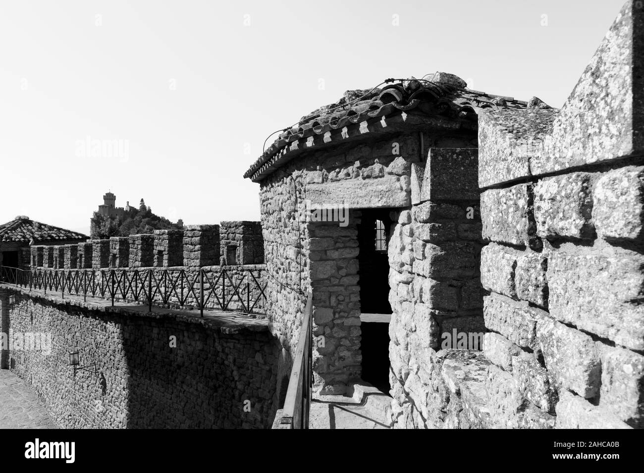 Château de Guaita à Saint-Marin. Mur extérieur de Rocca della Guaita château. Banque D'Images