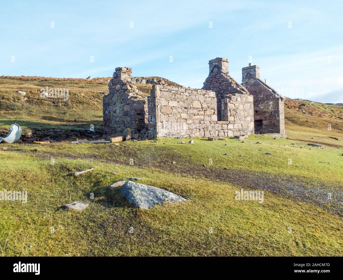 Redpoint Salmon Fishing Station, Redpoint Beach, Wester Ross, Ross-shire, Écosse Banque D'Images