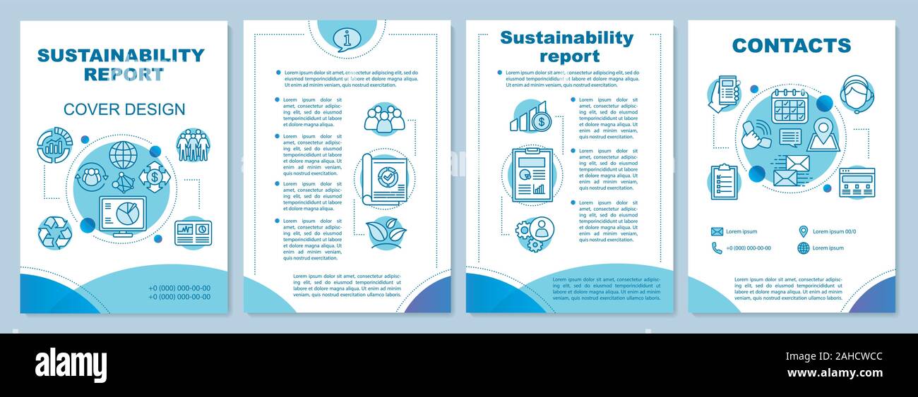 Modèle de brochure rapport de durabilité. Flyer, brochure, dépliant imprimé. Économiques, environnementaux, sociaux et de gouvernance. Page de scénario Illustration de Vecteur