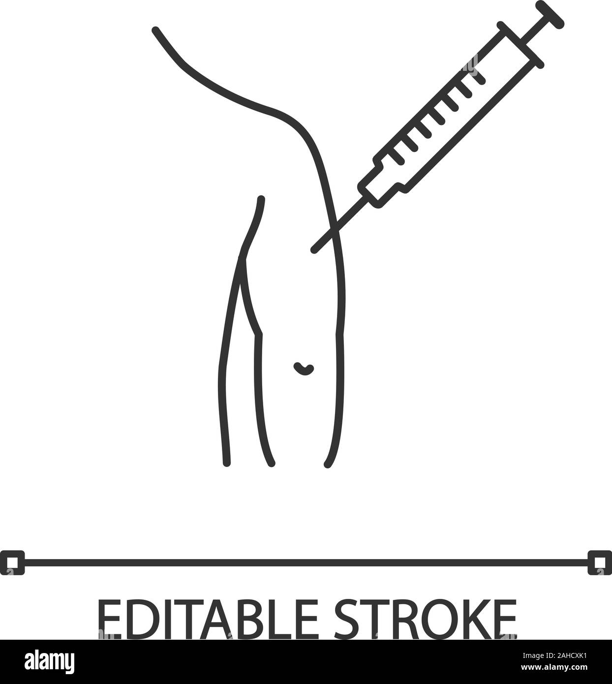 L'injection dans le bras de l'homme icône linéaire. Fine ligne illustration. Le BCG, l'hépatite, la diphtérie la vaccination et vaccin. La prévention des maladies. Symbole de contour. V Illustration de Vecteur