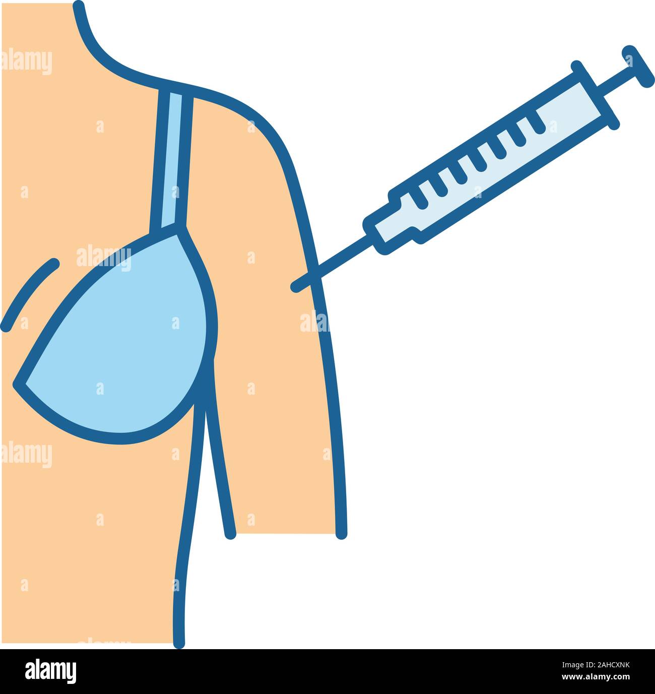 Woman's arm icône couleur d'injection. L'hépatite, la vaccination contre la rougeole. La vaccination de la maladie. Vector illustration isolé Illustration de Vecteur
