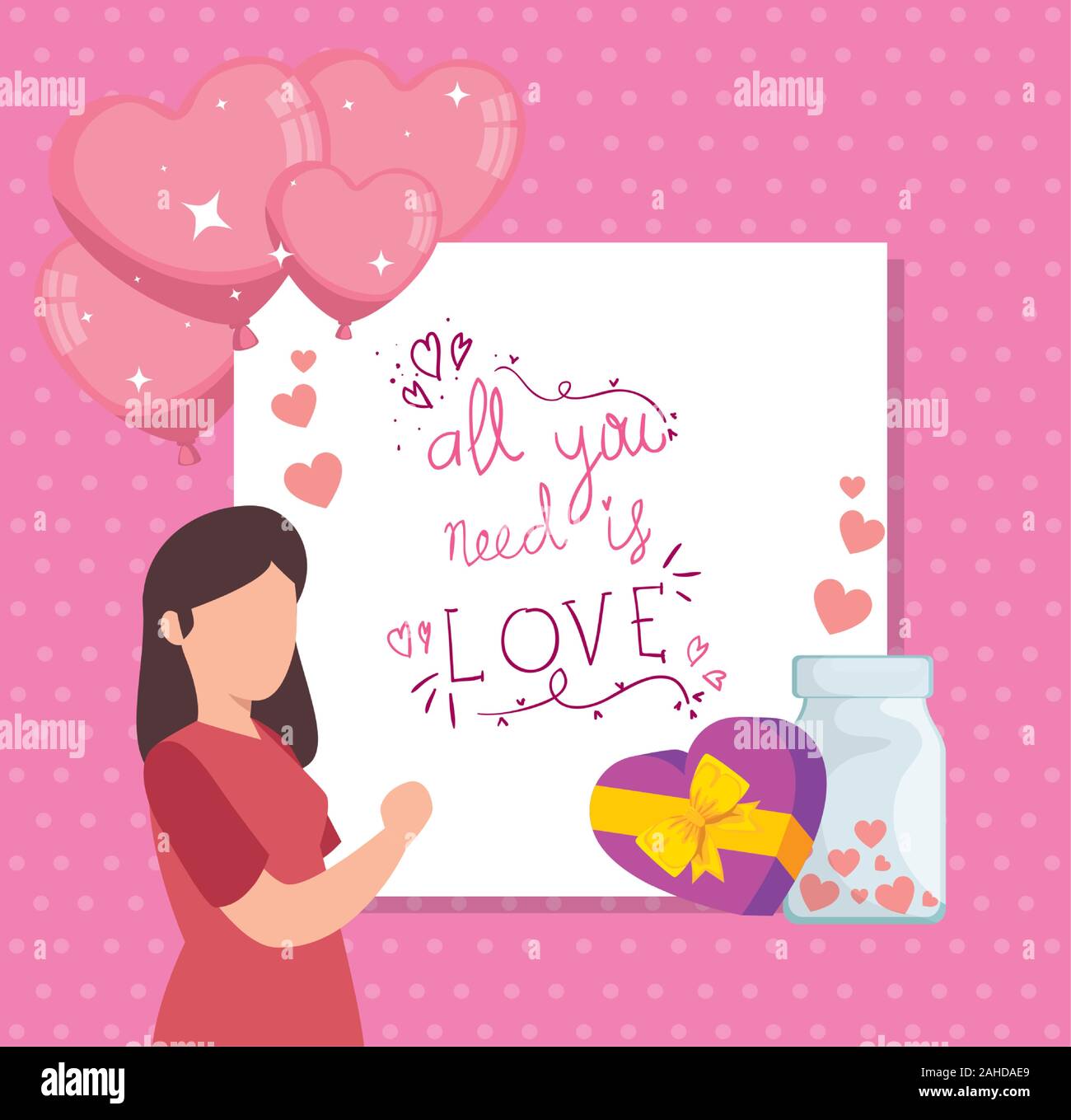 Poster avec tout ce qu'il vous faut, c'est l'amour et de la décoration Illustration de Vecteur