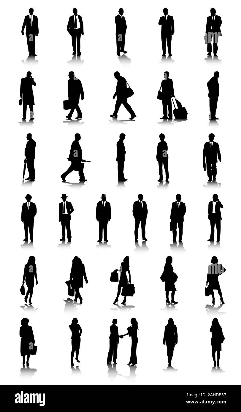 Les gens d'affaires ensemble silhouettes Illustration de Vecteur