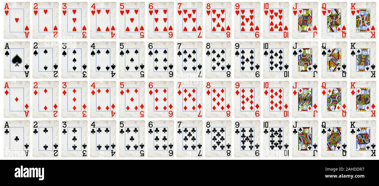 Jeu complet de cartes à jouer Vintage isolé sur fond blanc haute