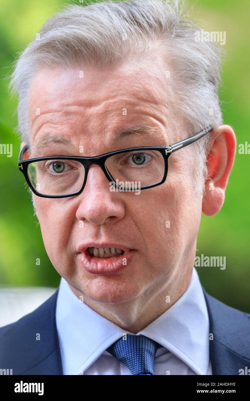 Michael Gove, Ministre du Cabinet, Chancelier du duché de Lancaster, homme politique britannique conservateur, Close up of face Banque D'Images