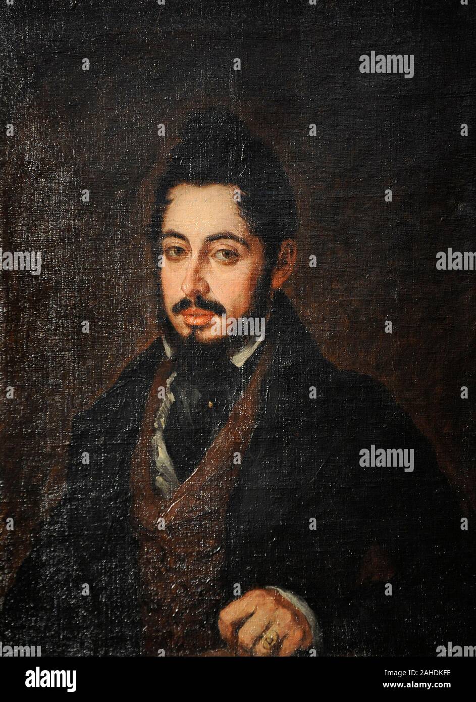 Mariano José de Larra (1809-1837). L'écrivain et journaliste espagnol. Portrait par Jose Gutierrez de la Vega (1791-1865), ca.1835. Musée du Romantisme. Madrid. L'Espagne. Banque D'Images