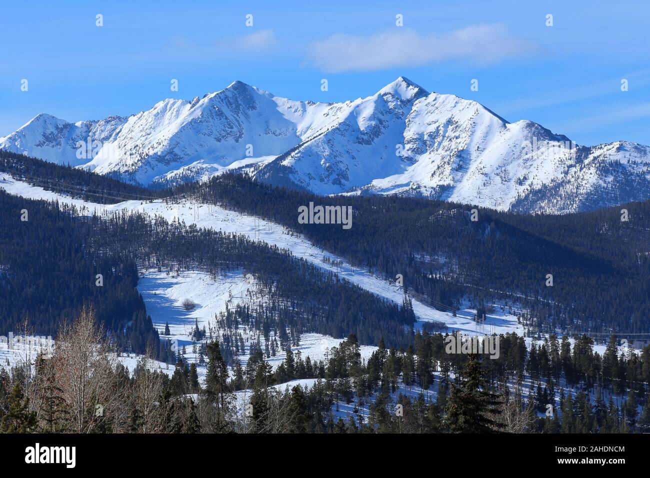 Dix milles des Montagnes Rocheuses en hiver vu de Breckenridge Keystone, Colorado Banque D'Images