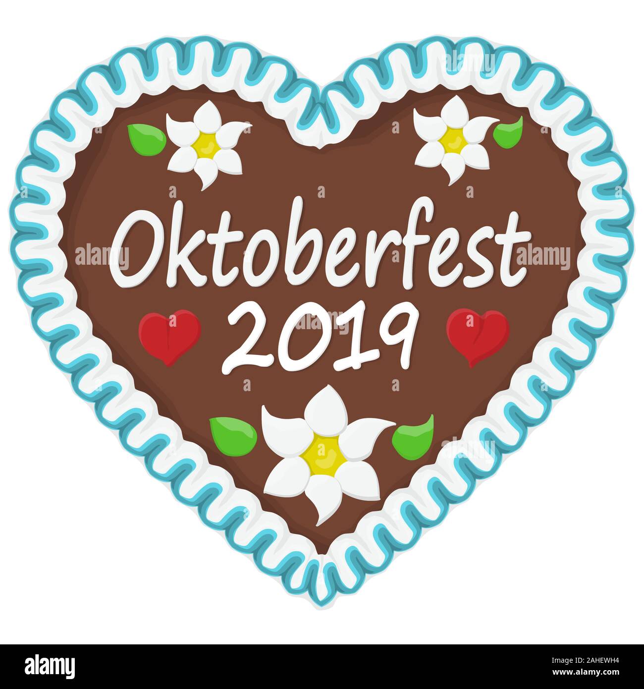 Coeur d'épices illustrée avec texte en allemand pour l'Oktoberfest 2019 fois Illustration de Vecteur