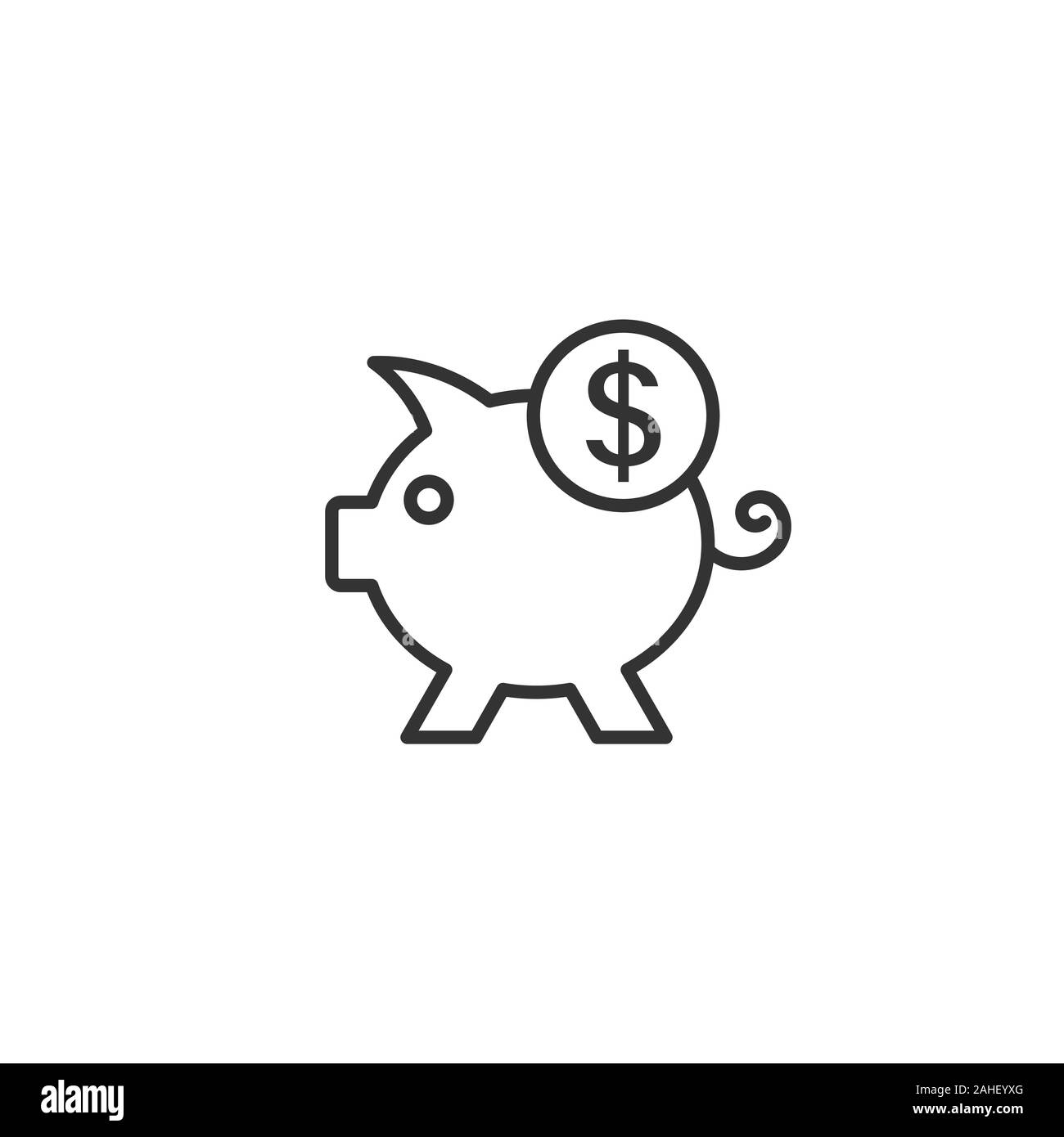 Fort de l'argent dans l'icône de style plat. Illustration vecteur contenant du porc blanc sur fond isolé. Tirelire concept d'entreprise. Illustration de Vecteur