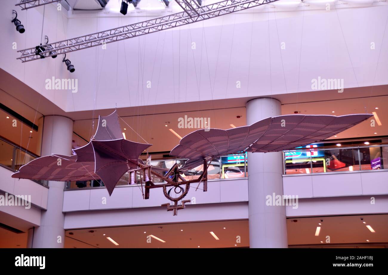 Modèle de l'Aigle mécanique dans le programme Leonardo da Vinci 500e anniversaire du salon à Hong Kong Banque D'Images