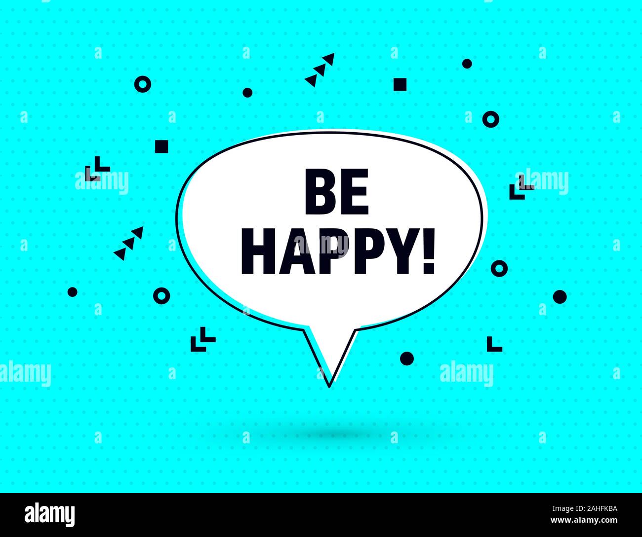 Être heureux speech bubble pop art style memphis bannière Illustration de Vecteur