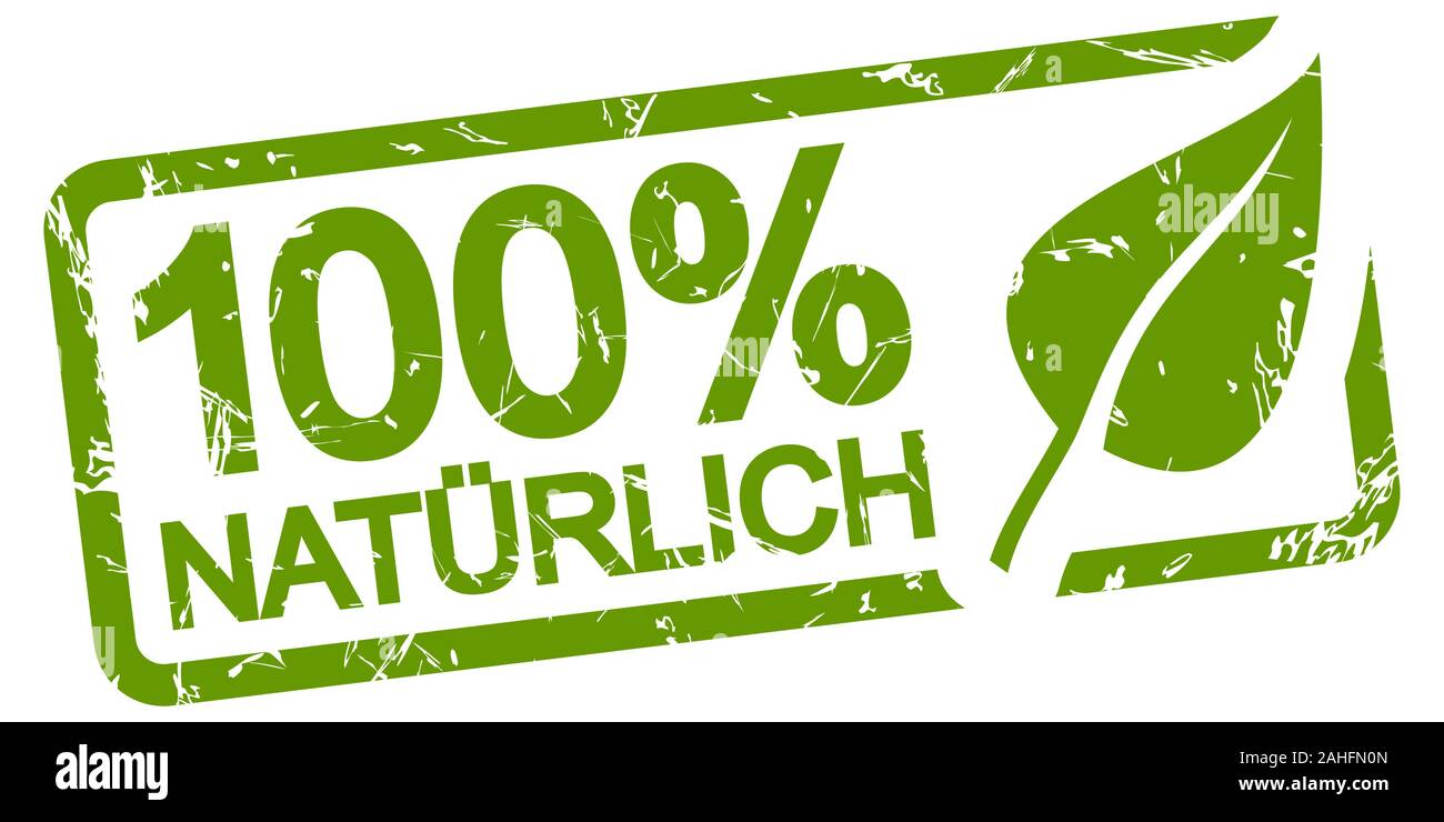 Green grunge stamp avec bâti, l'érable grandifolié et 100 % naturel (texte en allemand) Illustration de Vecteur