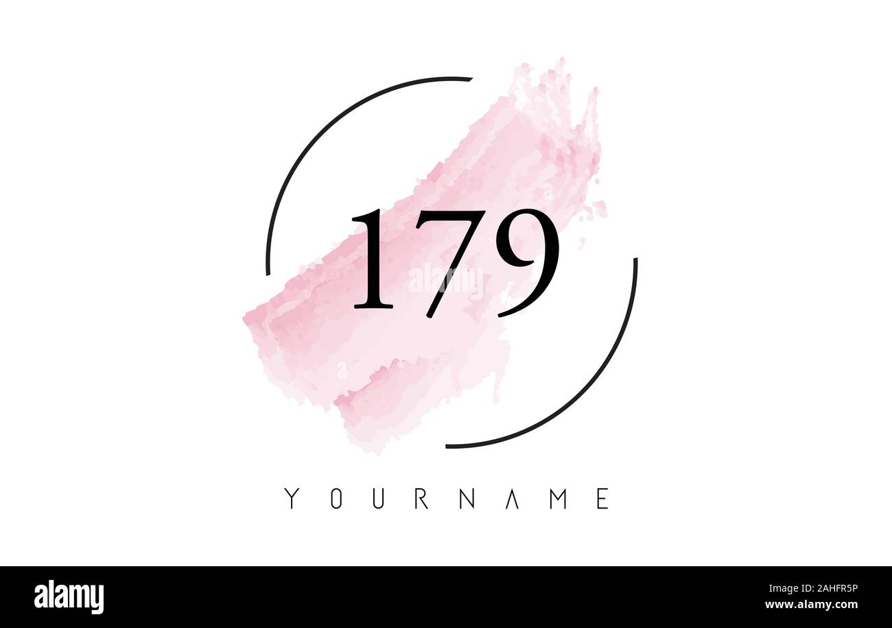 179 numéro de course à l'Aquarelle avec le logo de forme circulaire et vecteur Conception brosse rose pastel Illustration de Vecteur
