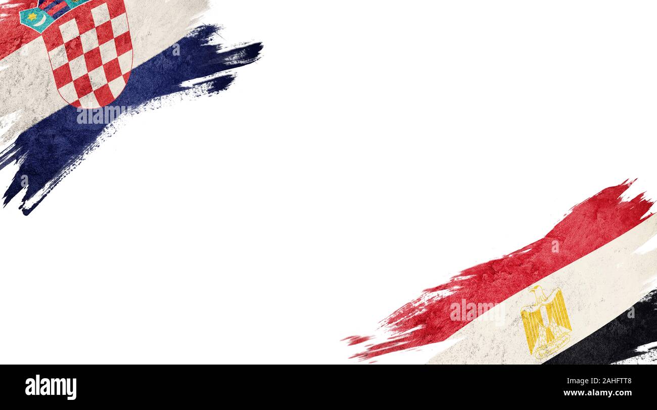 Drapeaux de la Croatie et de l'Égypte sur fond blanc Banque D'Images