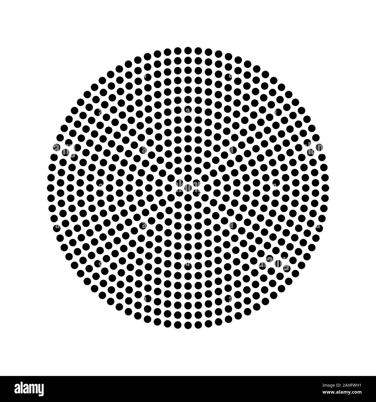 Télévision, rosette résumé géométrique fait de petits points noirs dans un cercle sur fond blanc. Illustration de Vecteur