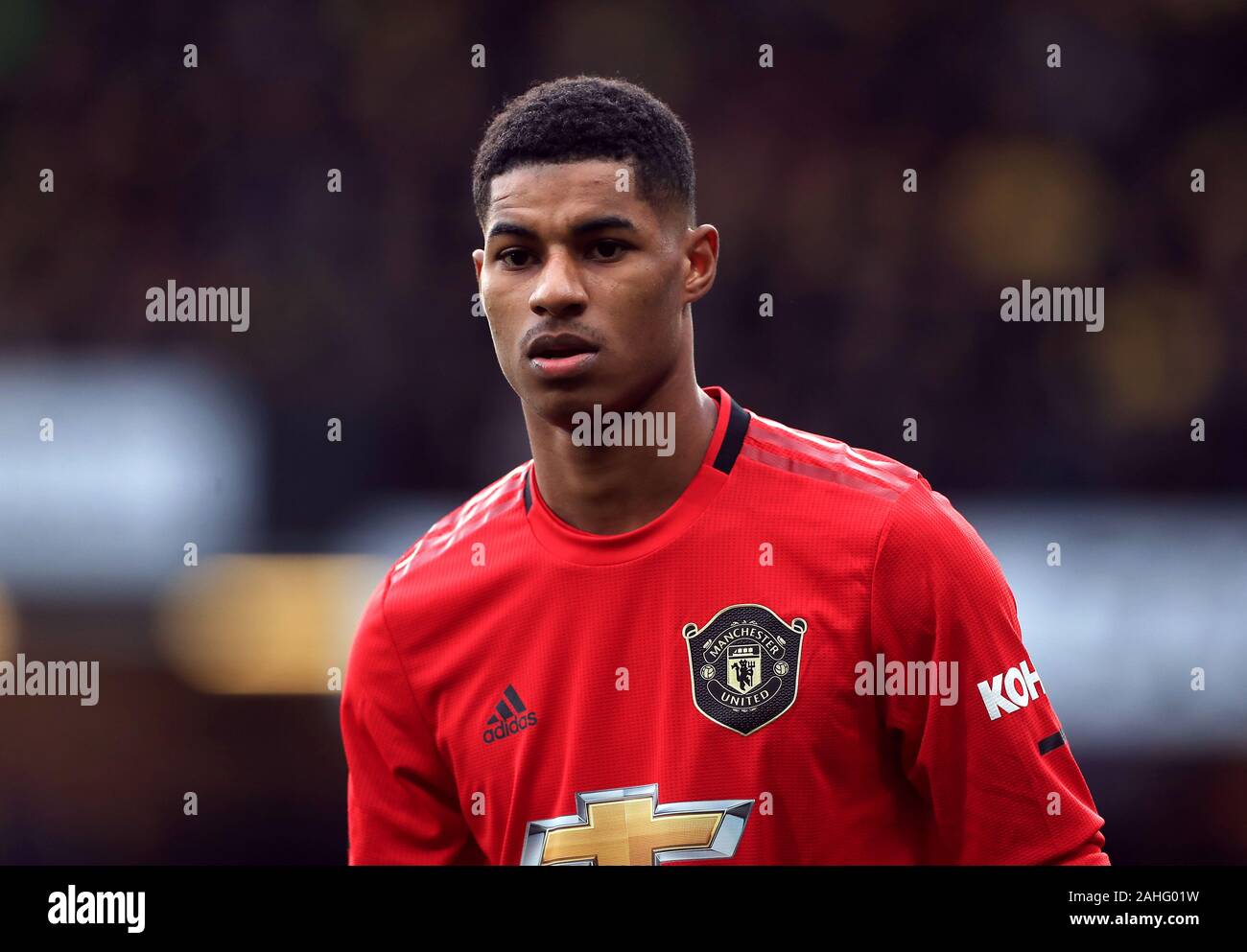 Marcus Rashford Manchester United au cours de la Premier League match à Vicarage Road, Watford. Banque D'Images
