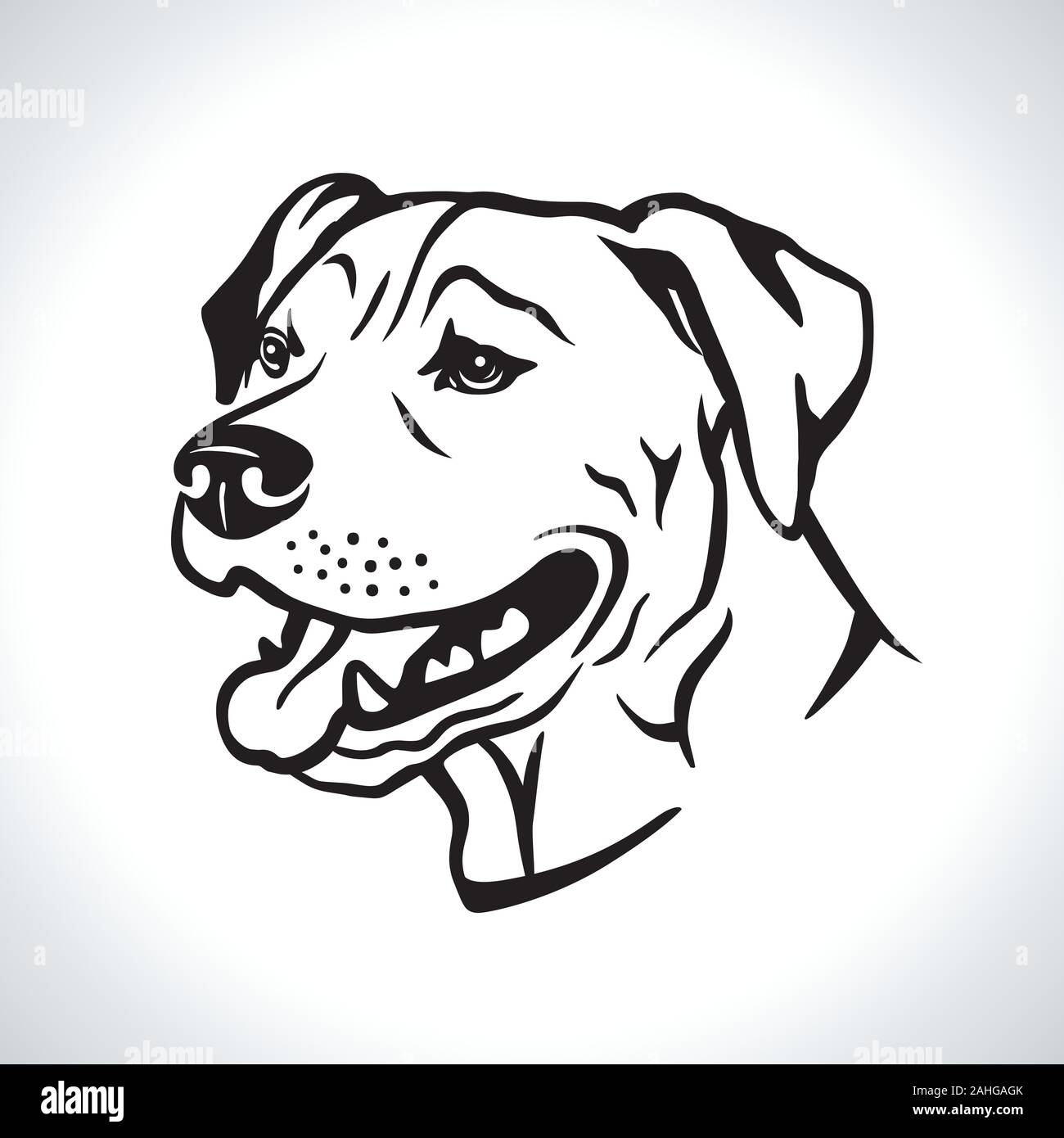 Vector illustration Portrait of American Pit Bull Terrier chien avec les oreilles naturelles Illustration de Vecteur