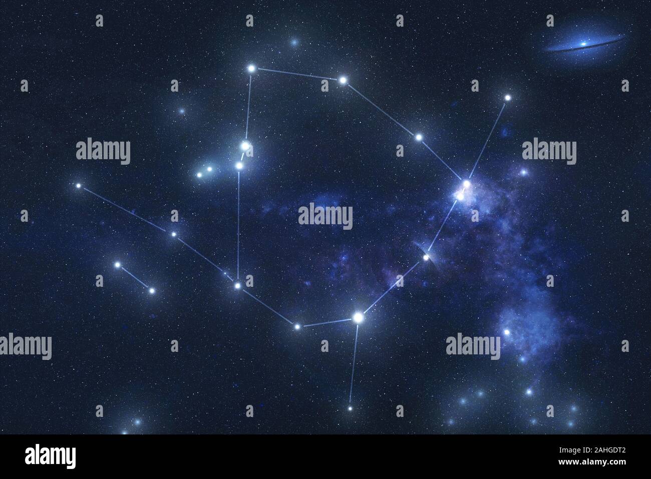 Constellation Ophiuchus stars dans l'espace extra-atmosphérique. Signe du Zodiaque constellation Ophiuchus lignes. Éléments de cette image ont été fournies par la NASA Banque D'Images