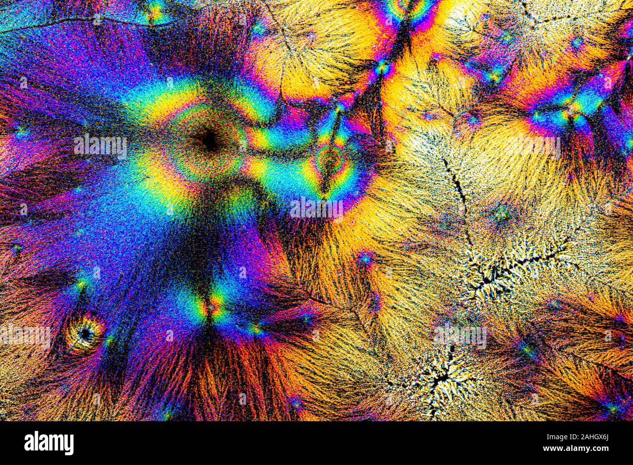 Photographie macro extrême de cristaux de vitamine C Banque D'Images