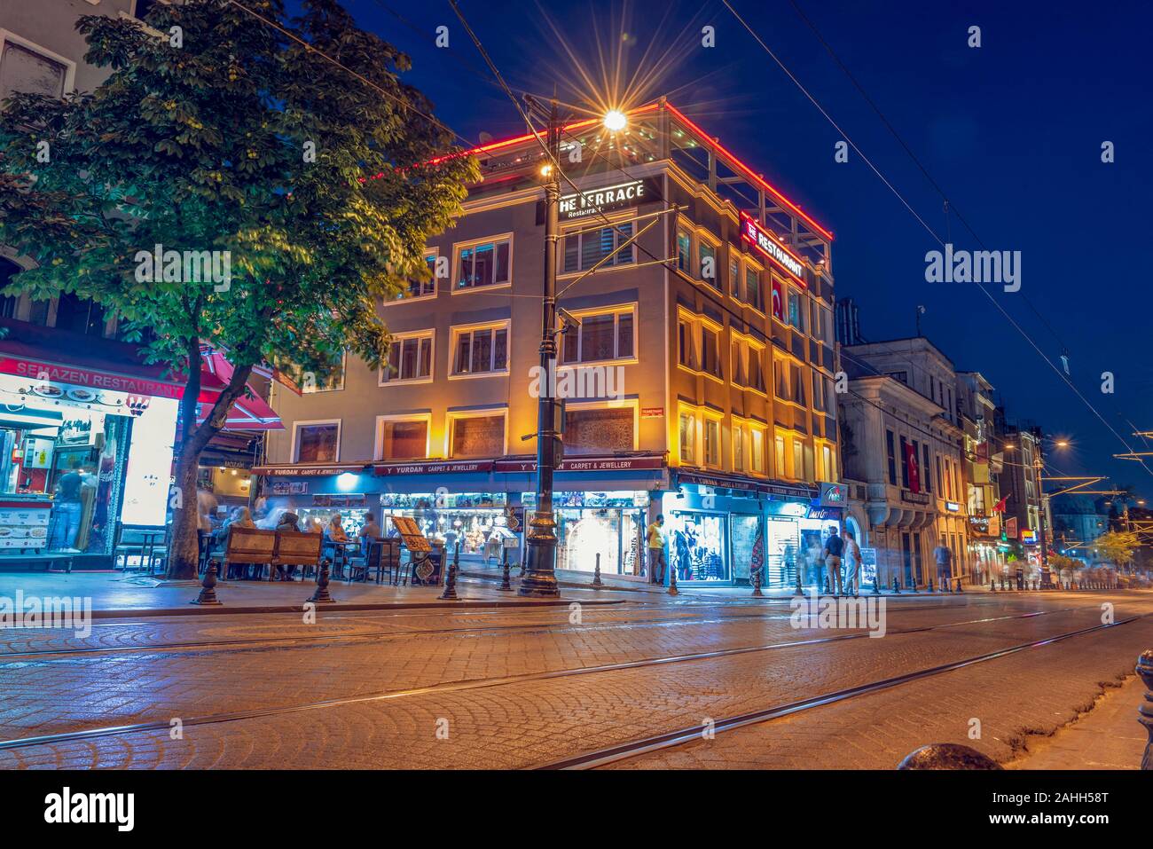 Hagia Sofia Mueum Street View, l'hôtel Lumières de Hagia Street Banque D'Images