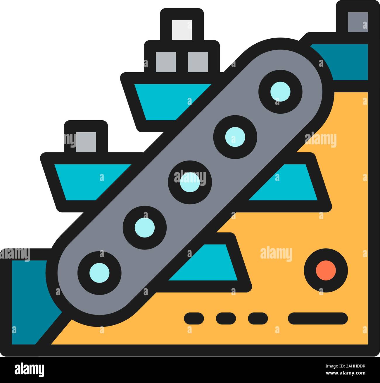 La métallurgie vecteur d'alimentation, l'industrie minière, l'icône de la ligne de couleur à plat. Illustration de Vecteur