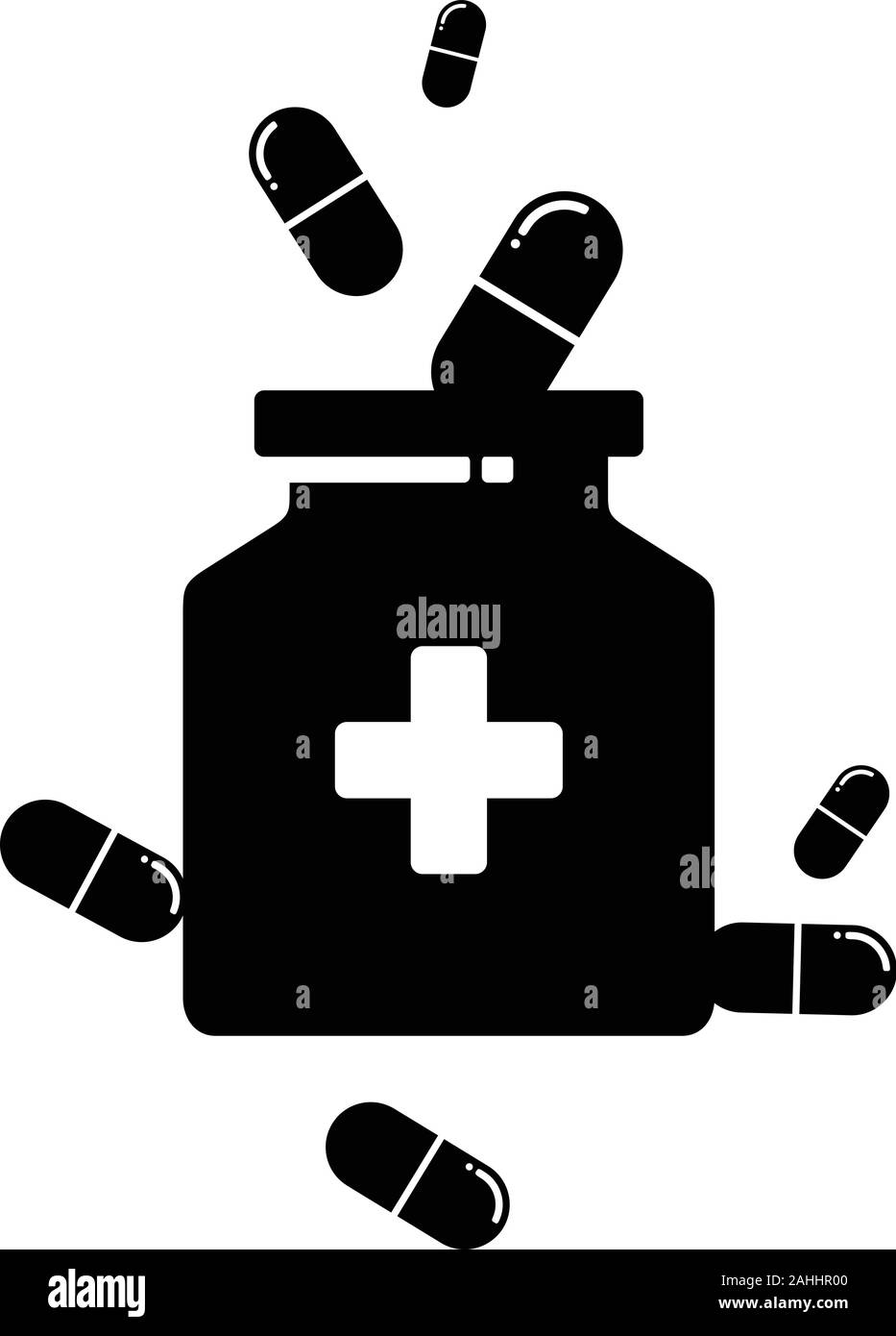 Comprimés et l'icône bouteille isolé sur fond blanc à partir de la collection médicale. L'icône de pilules pilules modernes et tendances symbole pour logo, web, applications, l'interface utilisateur. Comprimés ic Illustration de Vecteur