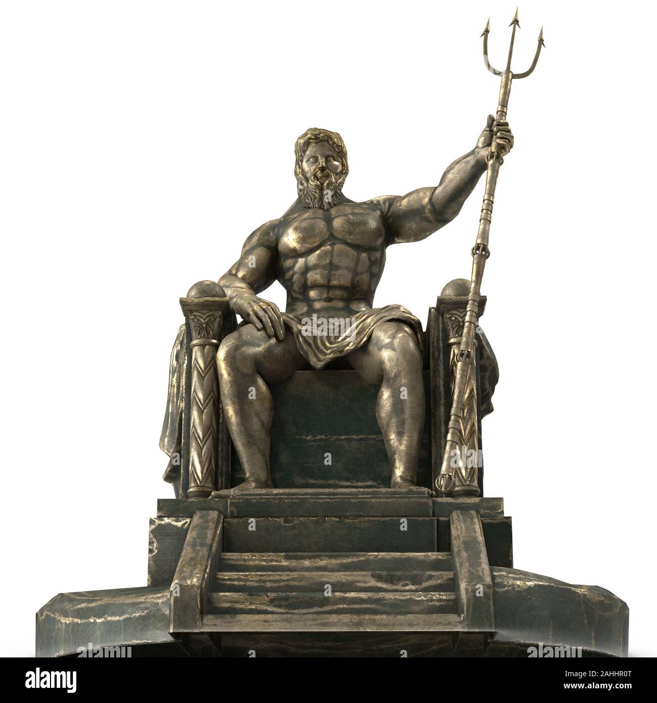 Statue Bronze Poséidon Dieu Mer, Mythologie Grecque Style Antique 30cm