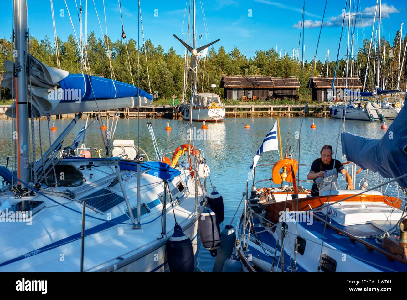 Peterzén's Boathouse hébergements à Kustavi archipel dans le sud-ouest de la Finlande. L'archipel ou Saariston rengastie rocade est plein de choses à Banque D'Images