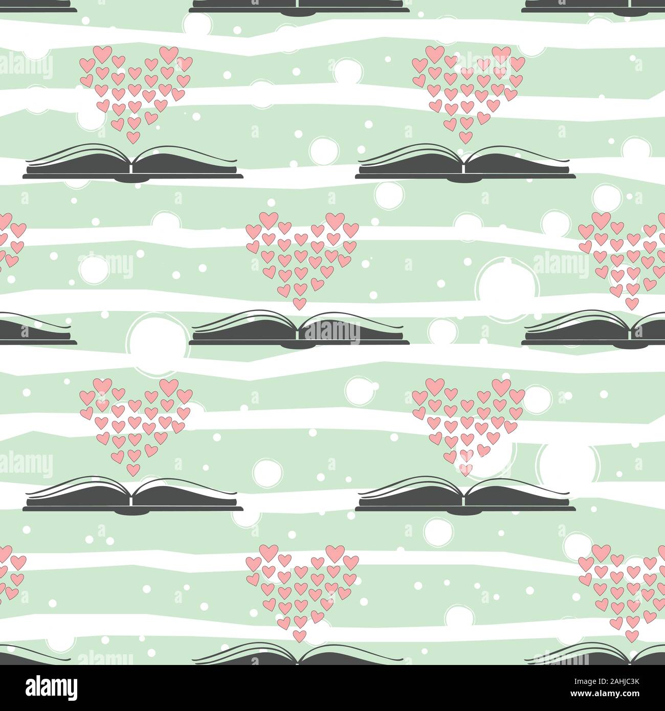 Modèle sans couture avec romance genre book et le cœur au-dessus. Modèle plat. Vector Illustration Illustration de Vecteur