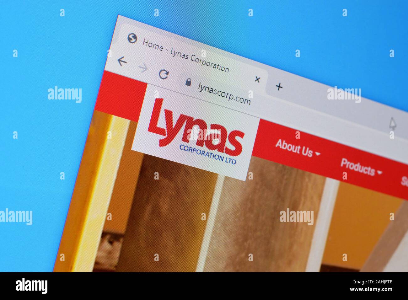 NY, USA - Le 16 décembre 2019 : Page d'accueil du site web de lynas corp sur l'écran de PC, url - lynascorp.com. Banque D'Images