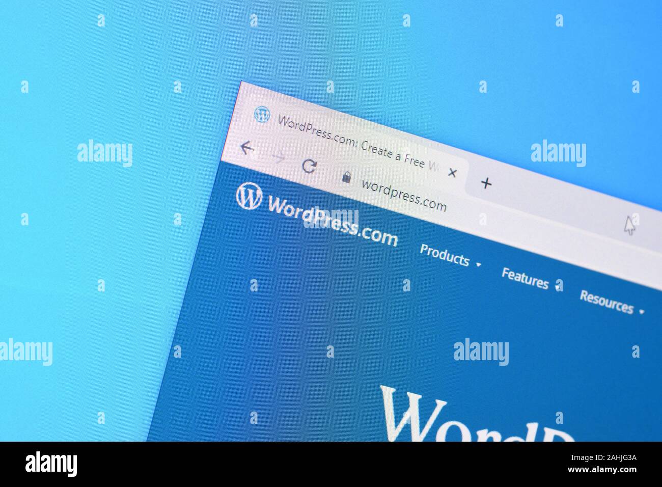 NY, USA - Le 16 décembre 2019 : Page d'accueil de Wordpress site sur l'écran de PC, url - wordpress.com. Banque D'Images NY, USA - Le 16 décembre 2019 : Page d'accueil de Wordpress site sur l'écran de PC, url - wordpress.com. Banque D'Images