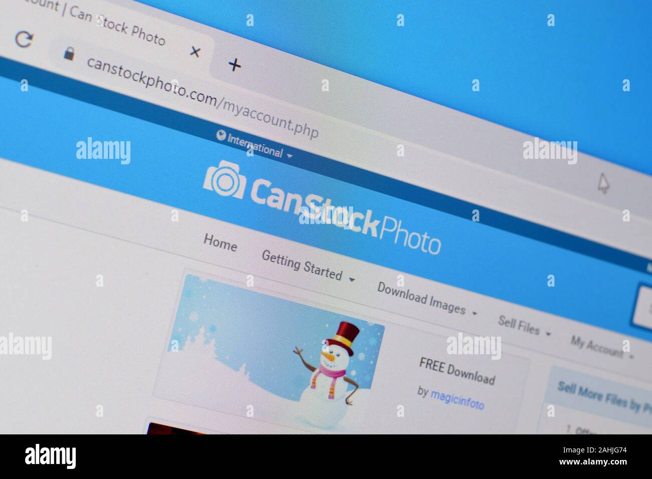 NY, USA - Le 16 décembre 2019 : Page d'accueil du site web canstockphoto sur l'écran de PC, url - canstockphoto.com. Banque D'Images