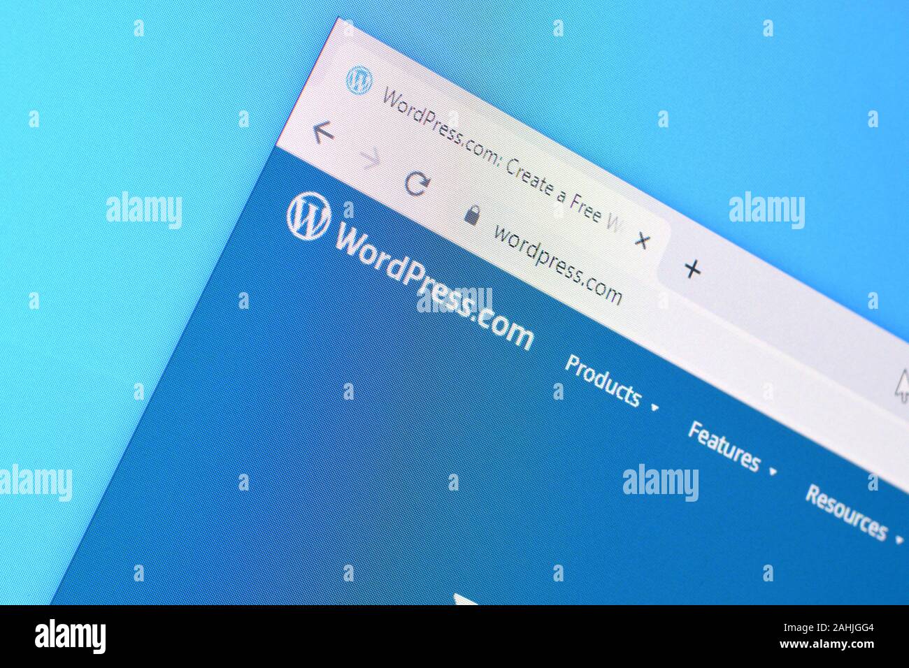 NY, USA - Le 16 décembre 2019 : Page d'accueil de Wordpress site sur l'écran de PC, url - wordpress.com. Banque D'Images NY, USA - Le 16 décembre 2019 : Page d'accueil de Wordpress site sur l'écran de PC, url - wordpress.com. Banque D'Images