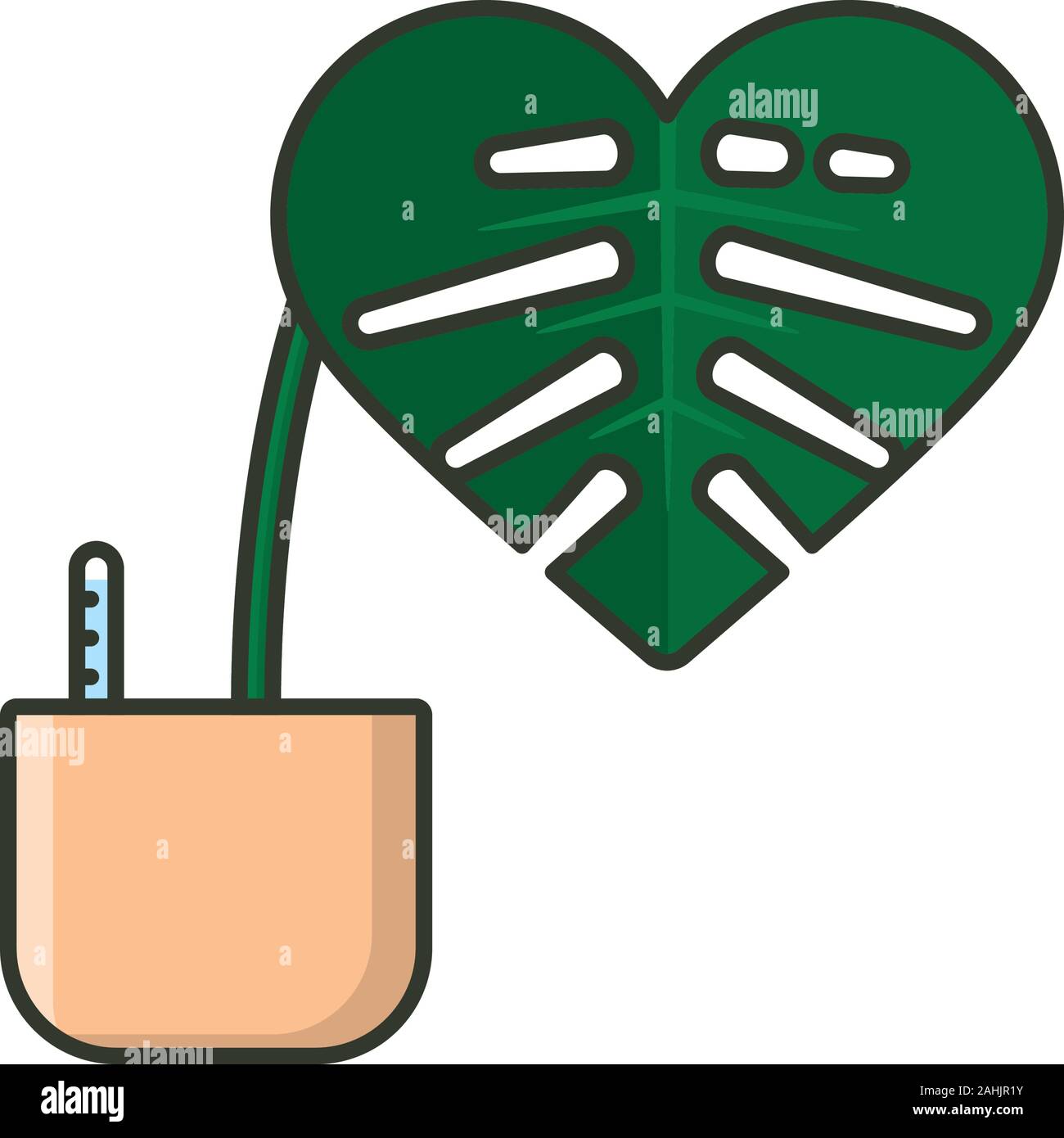 Plante en pot Monstera avec des feuilles en forme de coeur pour l'illustration vectorielle, la Journée de reconnaissance de la plante le 10 janvier. Symbole de couleur hydroculture isolés. Illustration de Vecteur