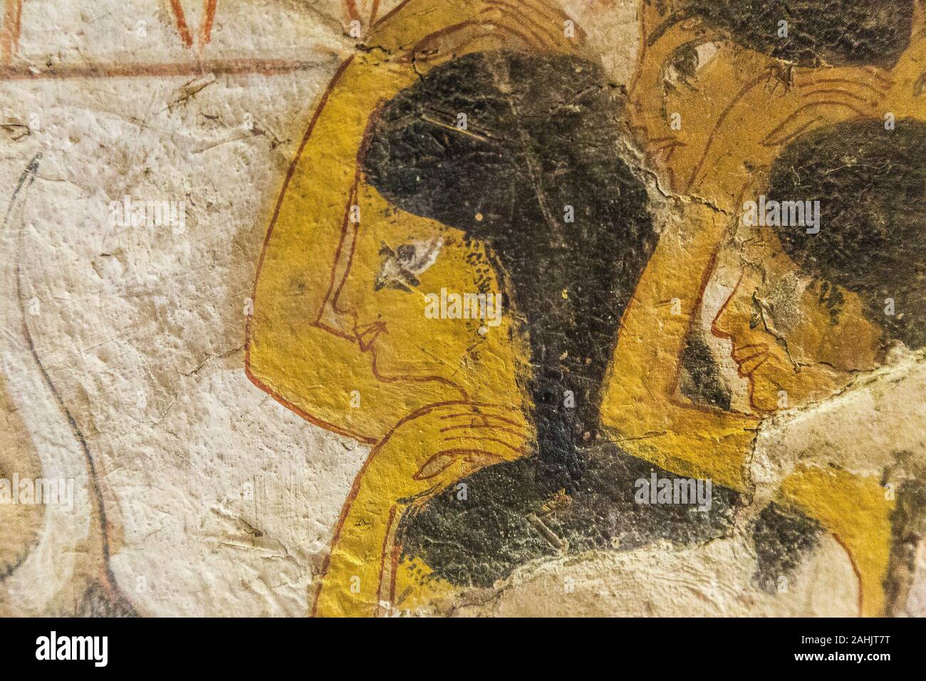 UNESCO World Heritage, Thèbes en Egypte, la vallée des Nobles, tombe de Userhat (TT 51) : Détail fo une scène, des femmes en deuil. Banque D'Images