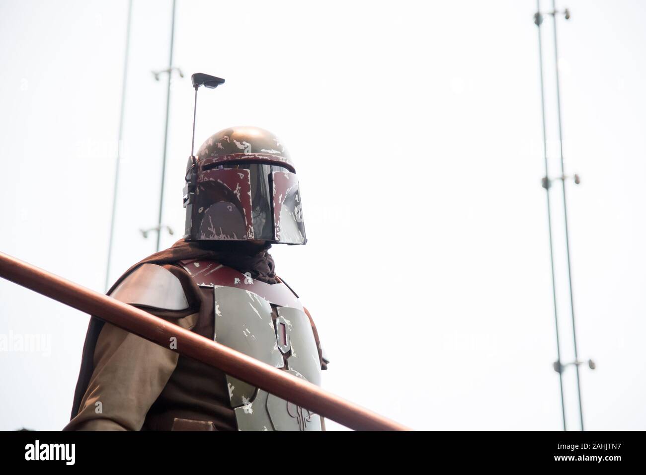 Les fans de Star Wars Mandaloriens habillé comme lors d'une réunion des fans de Star Wars 2019 Forcecon. Gdynia, Pologne. 21 décembre 2019 © Wojciech Strozyk / Alamy Banque D'Images