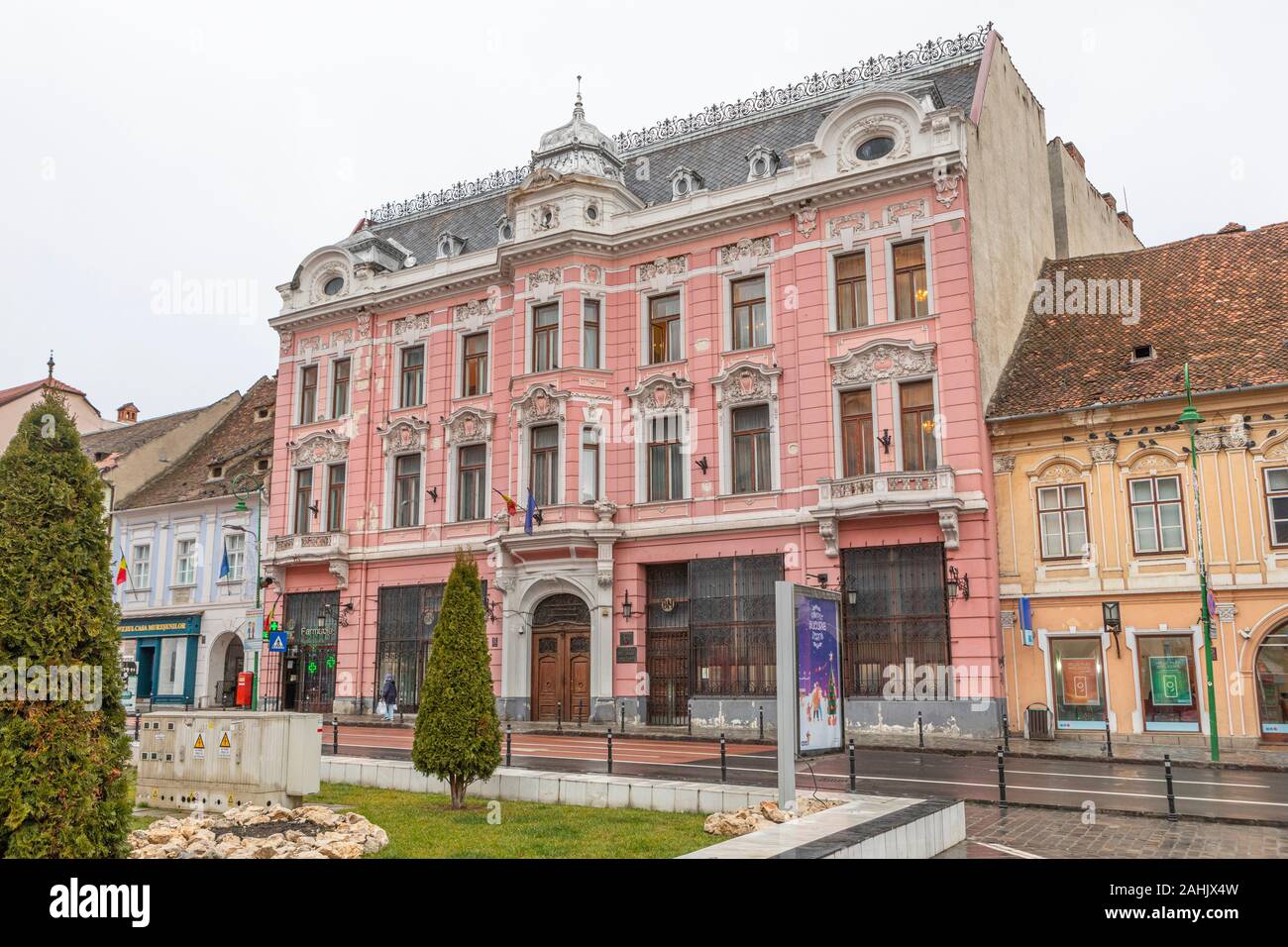 Banque nationale de Roumanie, Brasov, Roumanie. Banque D'Images