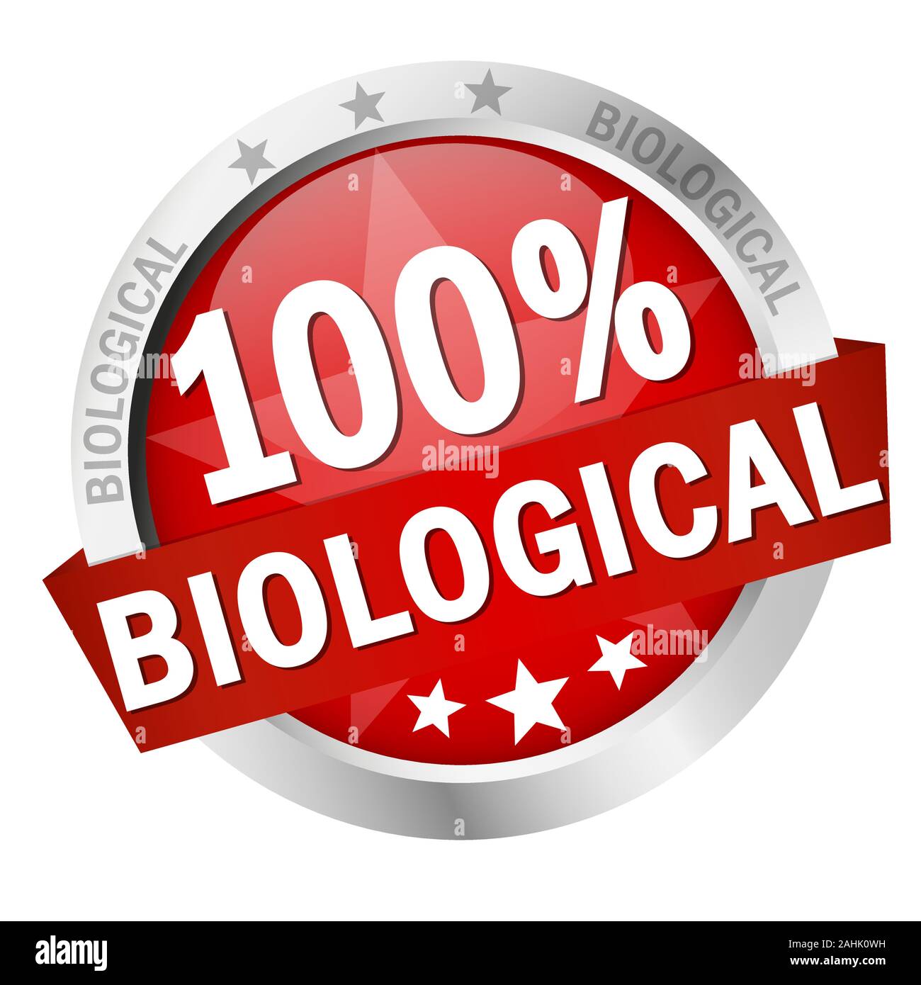 Vecteur EPS 10 avec bouton couleur ronde avec des bannières et du texte 100 % biologique Illustration de Vecteur