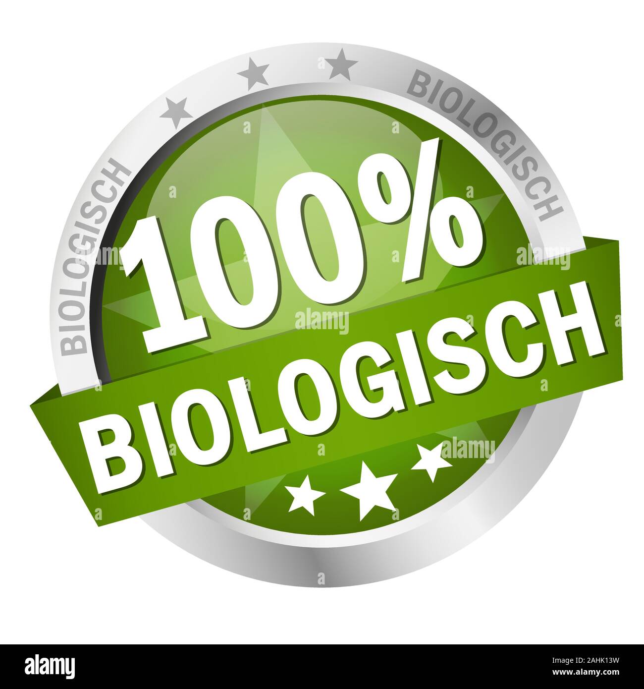 Vecteur EPS 10 avec bouton couleur ronde avec des bannières et du texte 100 % biologisch (en allemand) Illustration de Vecteur