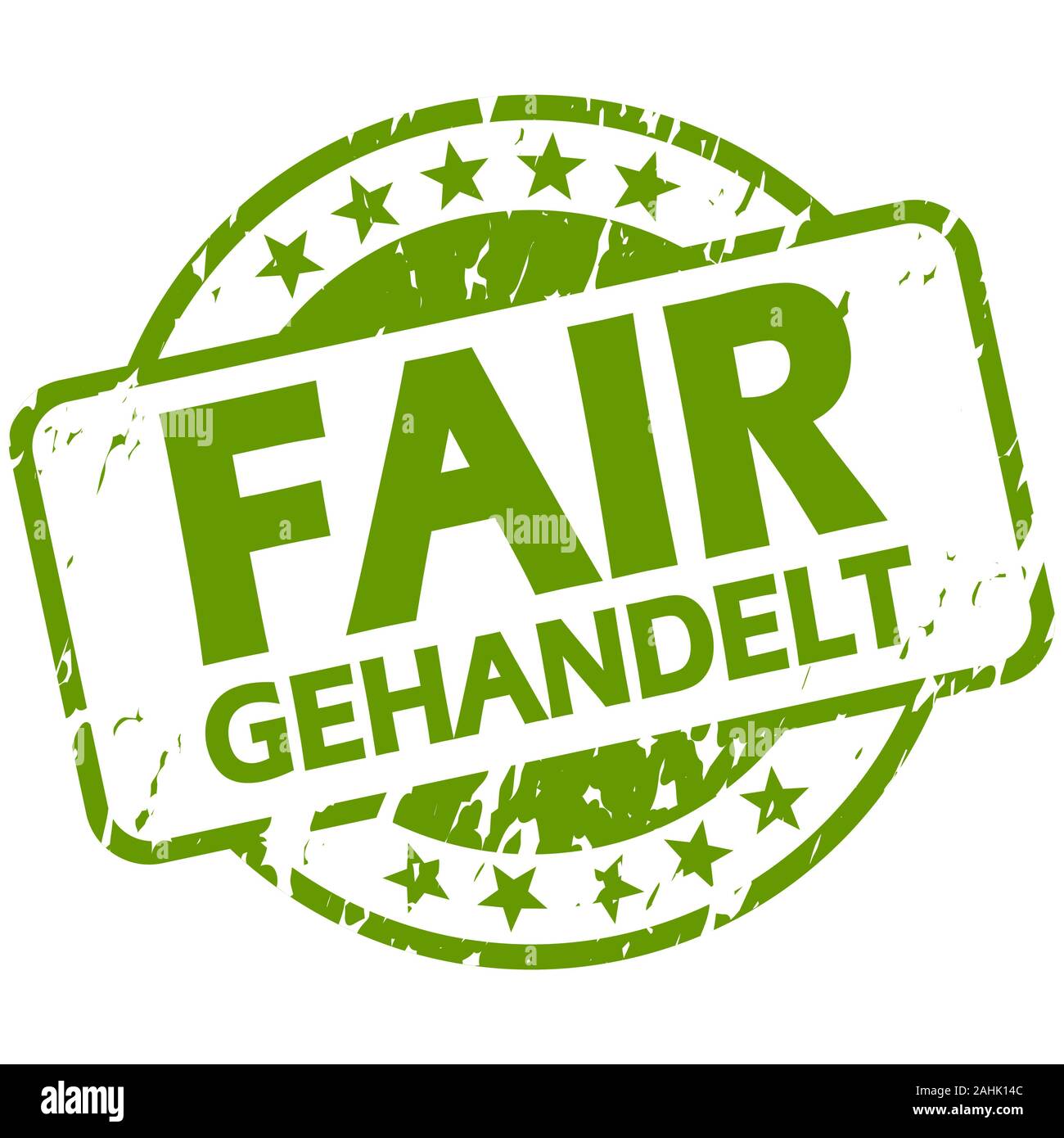 Vecteur EPS 10 avec timbre de couleur verte ronde avec des bannières et du texte le commerce équitable (en allemand) Illustration de Vecteur