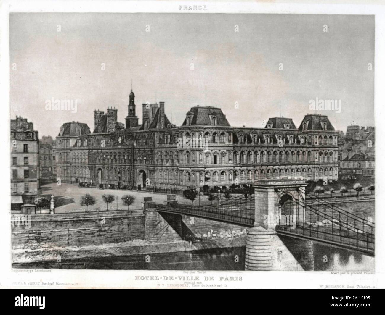 Hotel de Ville de Paris par Hippolyte Fizeau, 1842 Banque D'Images