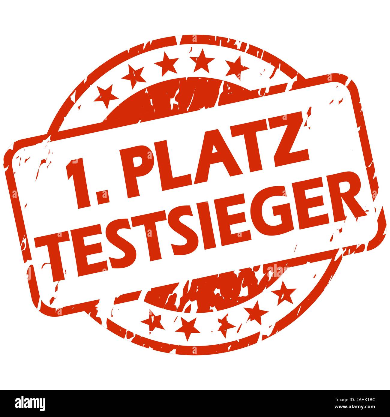 Vecteur EPS 10 avec couleur rouge ronde grunge stamp avec des bannières et du texte 1e place - Vainqueur du test (en allemand) Illustration de Vecteur