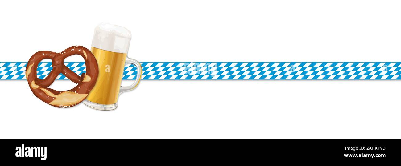 Déco Oktoberfest Bleu Et Blanc - Kit Fête Bavaroise : Nappe, Fanions, Serviettes, Décoration Gâteau