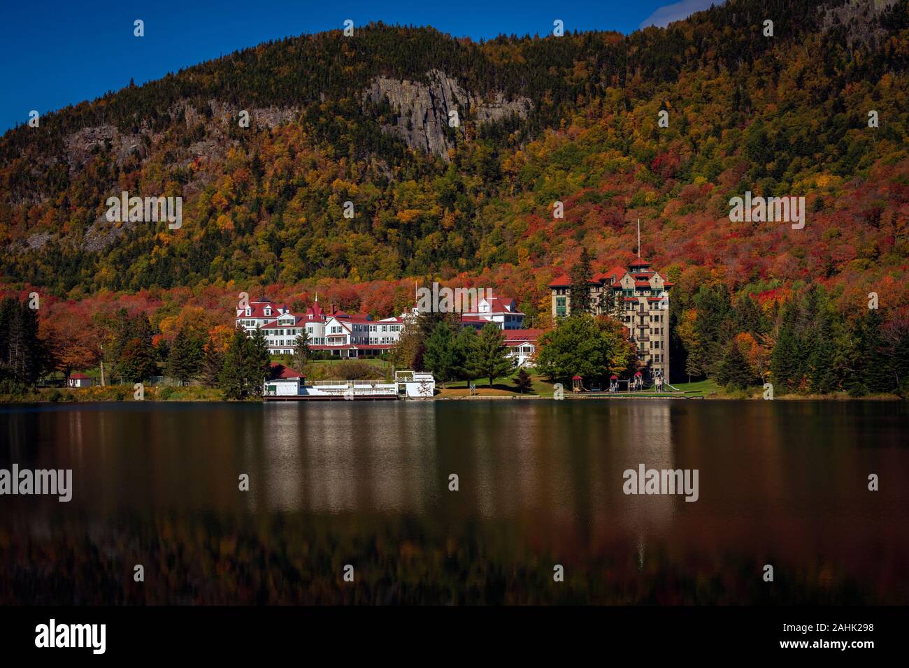 Dixville Notch, New Hampshire, USA - 30 septembre 2019 : le sapin baumier Resort sera réaménagé comme un important domaine skiable. Banque D'Images
