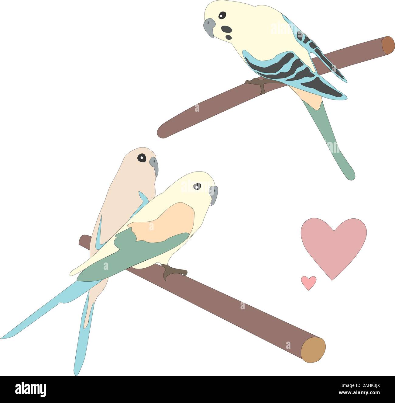 Ensemble de trois oiseaux perroquet mignon assis sur une branche. Télévision Vector Illustration Illustration de Vecteur Ensemble de trois oiseaux perroquet mignon assis sur une branche. Télévision Vector Illustration Illustration de Vecteur